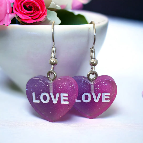 Glitter Conversation Heart Earrings