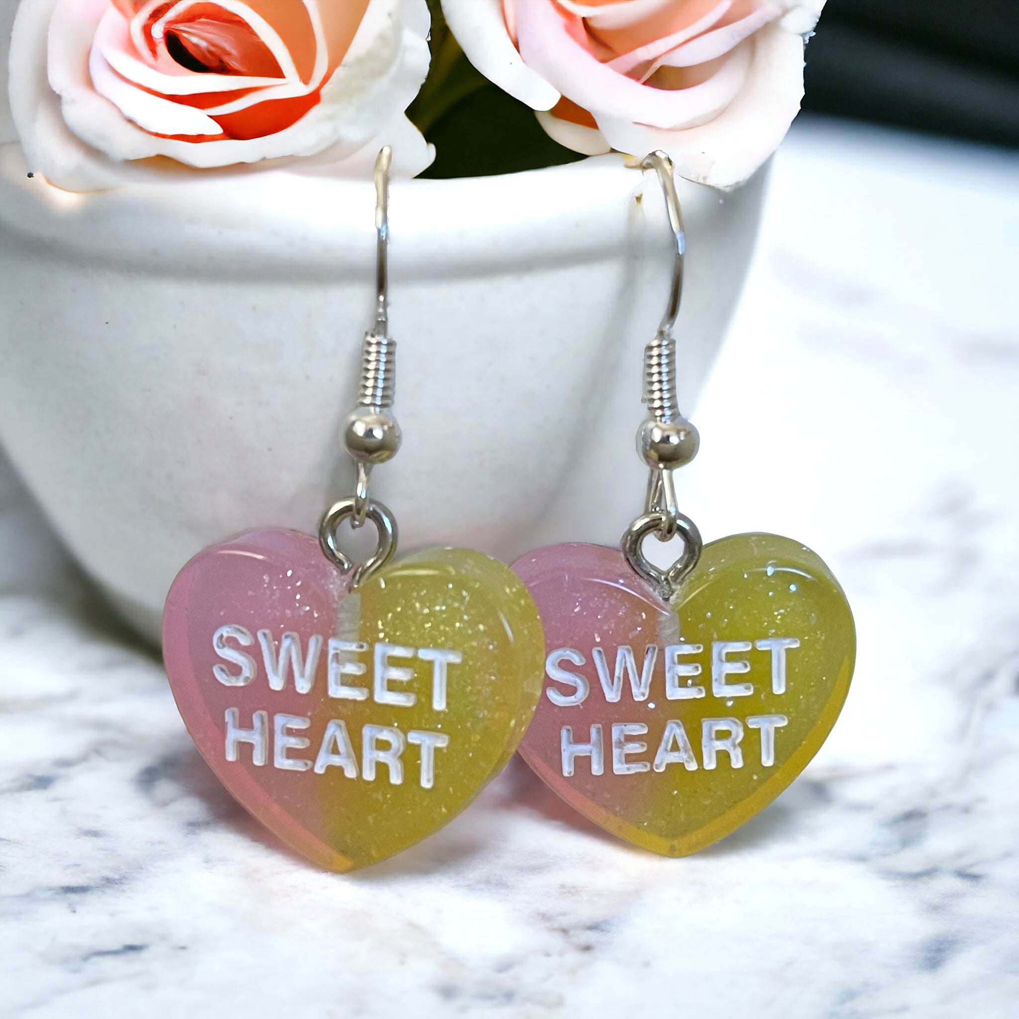 Glitter Conversation Heart Earrings