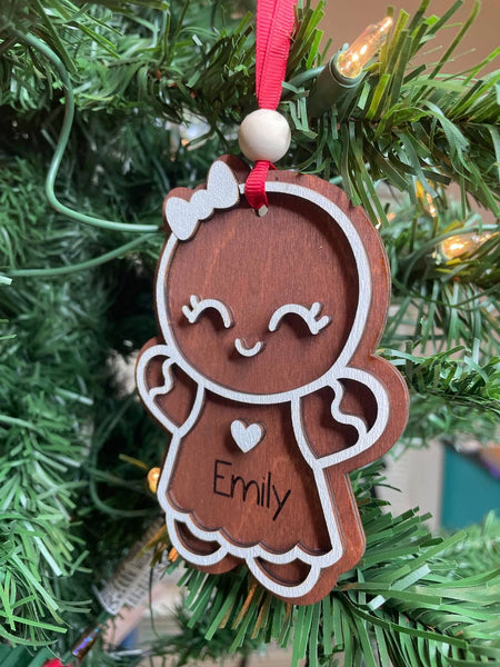 Gingerbread Boy/Girl/House Ornament - Customizable - Wooden Name Ornament