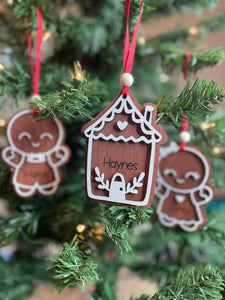 Gingerbread Boy/Girl/House Ornament - Customizable - Wooden Name Ornament