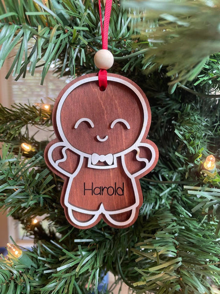 Gingerbread Boy/Girl/House Ornament - Customizable - Wooden Name Ornament