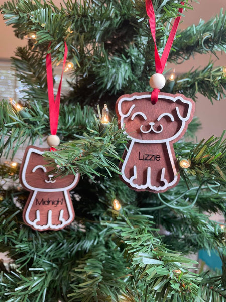 Cat/Dog Gingerbread Ornament - Fur baby - Customizable - Wooden Pet Name Ornament