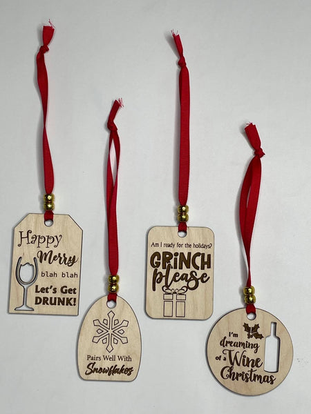 Wine Bottle Tags - Christmas Cheeky Fun