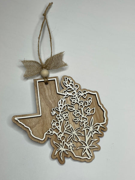 Texas Bluebonnet Ornament  - Wooden Name Ornament