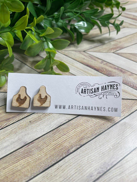 Livestock Tag Wooden Earrings - FFA - Farm Animals