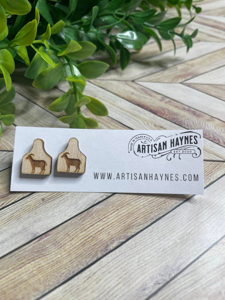 Livestock Tag Wooden Earrings - FFA - Farm Animals