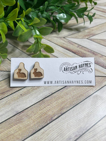 Livestock Tag Wooden Earrings - FFA - Farm Animals