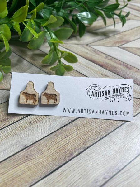 Livestock Tag Wooden Earrings - FFA - Farm Animals