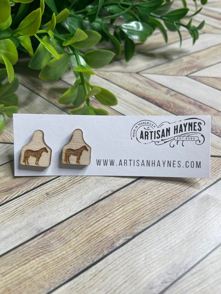 Livestock Tag Wooden Earrings - FFA - Farm Animals