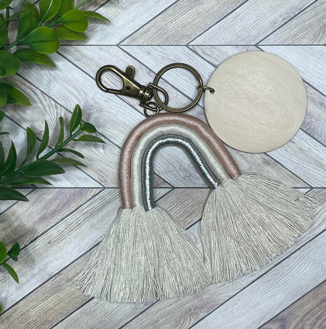 Boho Rainbow Macrame Keychain