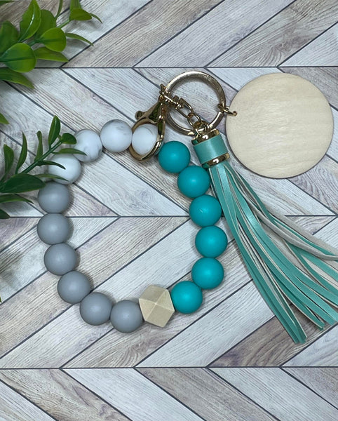 Marble Keychain - Keyring - Silicon Marble - Teal and Pink