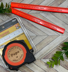 Custom Tape Measure  / Carpenter's Pencils Gift Set - Personalized