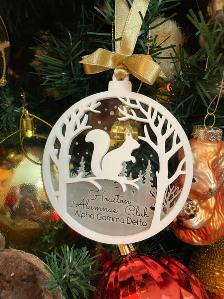 Alpha Gamma Delta Acrylic Squirrel Ornament (Houston Alumnae Club)