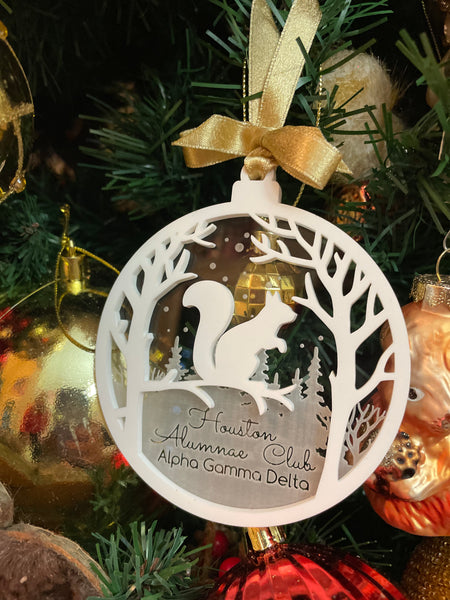 Alpha Gamma Delta Acrylic Squirrel Ornament (Houston Alumnae Club)